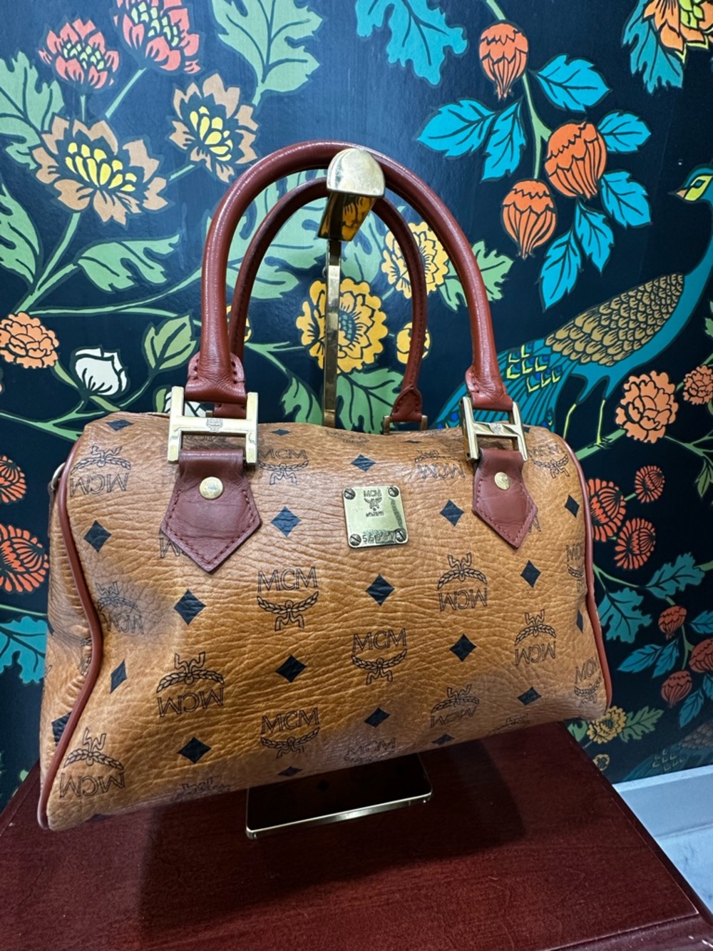 Vintage MCM München Boston Bag Cognac Visetos Satchel German Era Top Handle - Picture 5 of 14